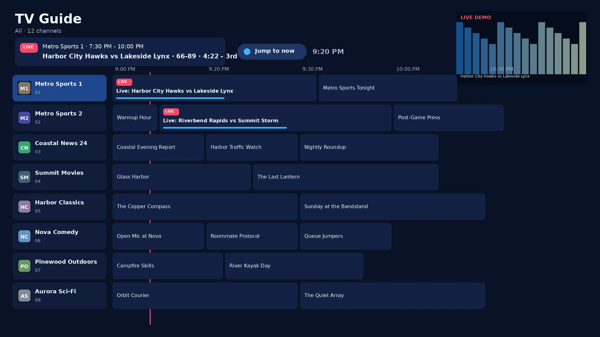TYTV TV Guide preview on Android TV — add your own playlist