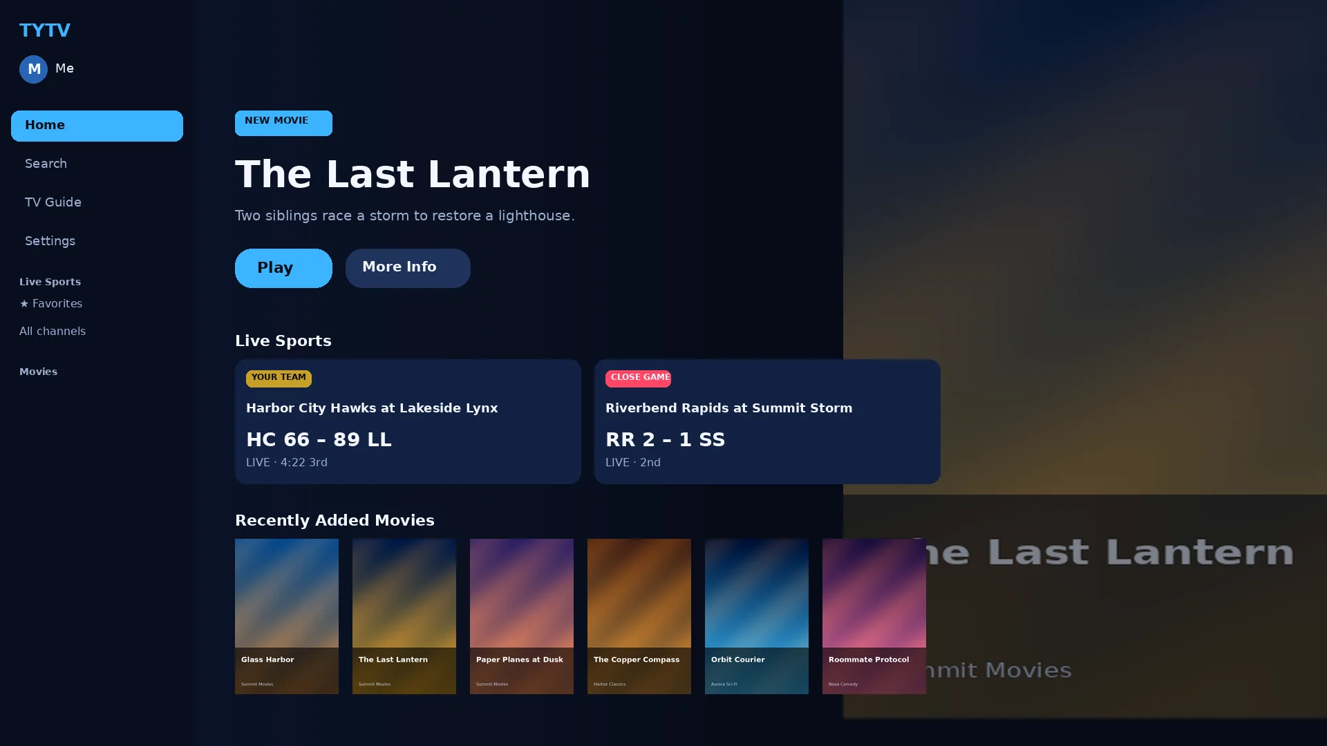 TYTV Home layout preview